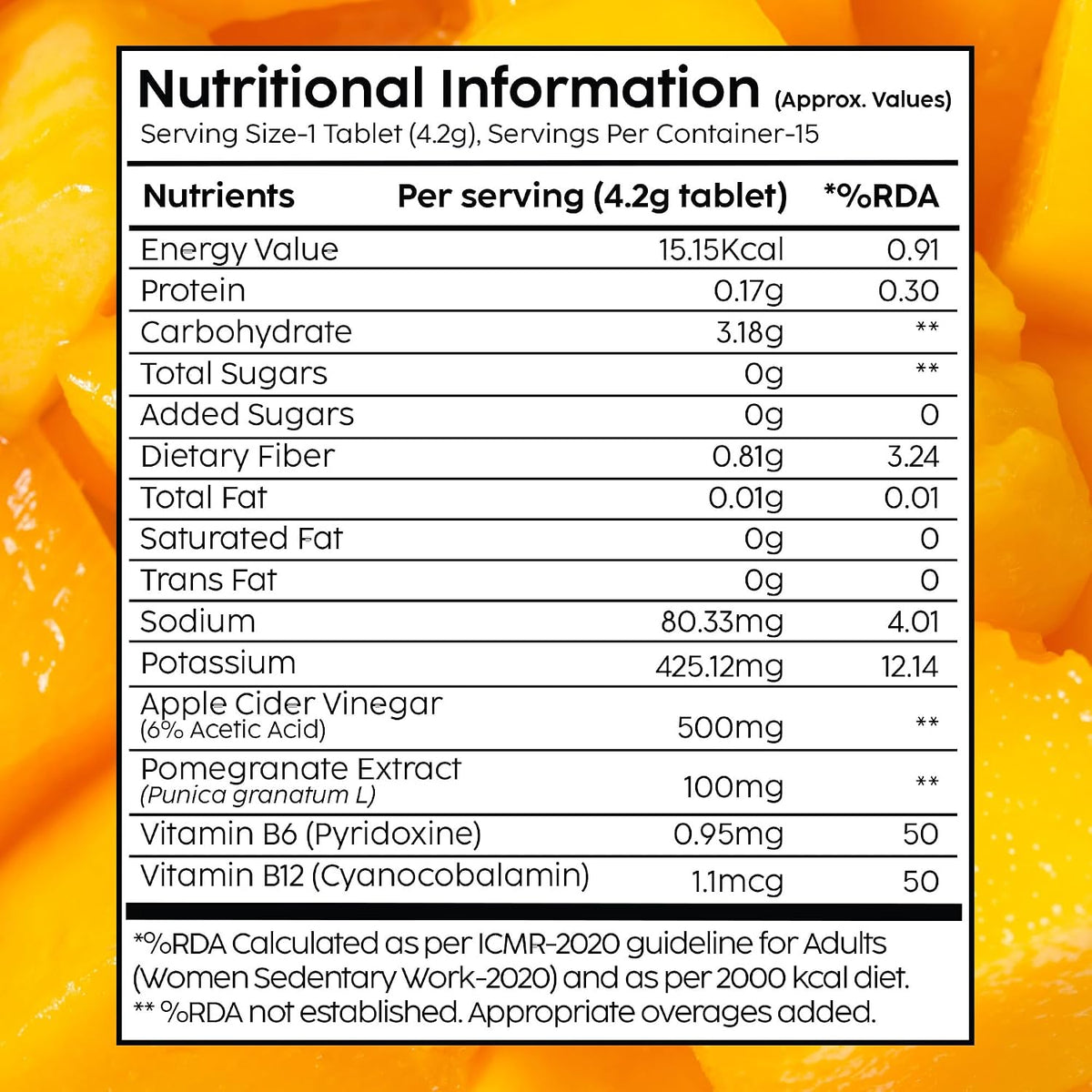 PLIX - THE PLANT FIX Apple Cider Vinegar Effervescent Mini | Vitamin B6 & B12 | Pack of 3 (Mango), 9 Tablets | No Added Sugar | Easy to Carry & Consume