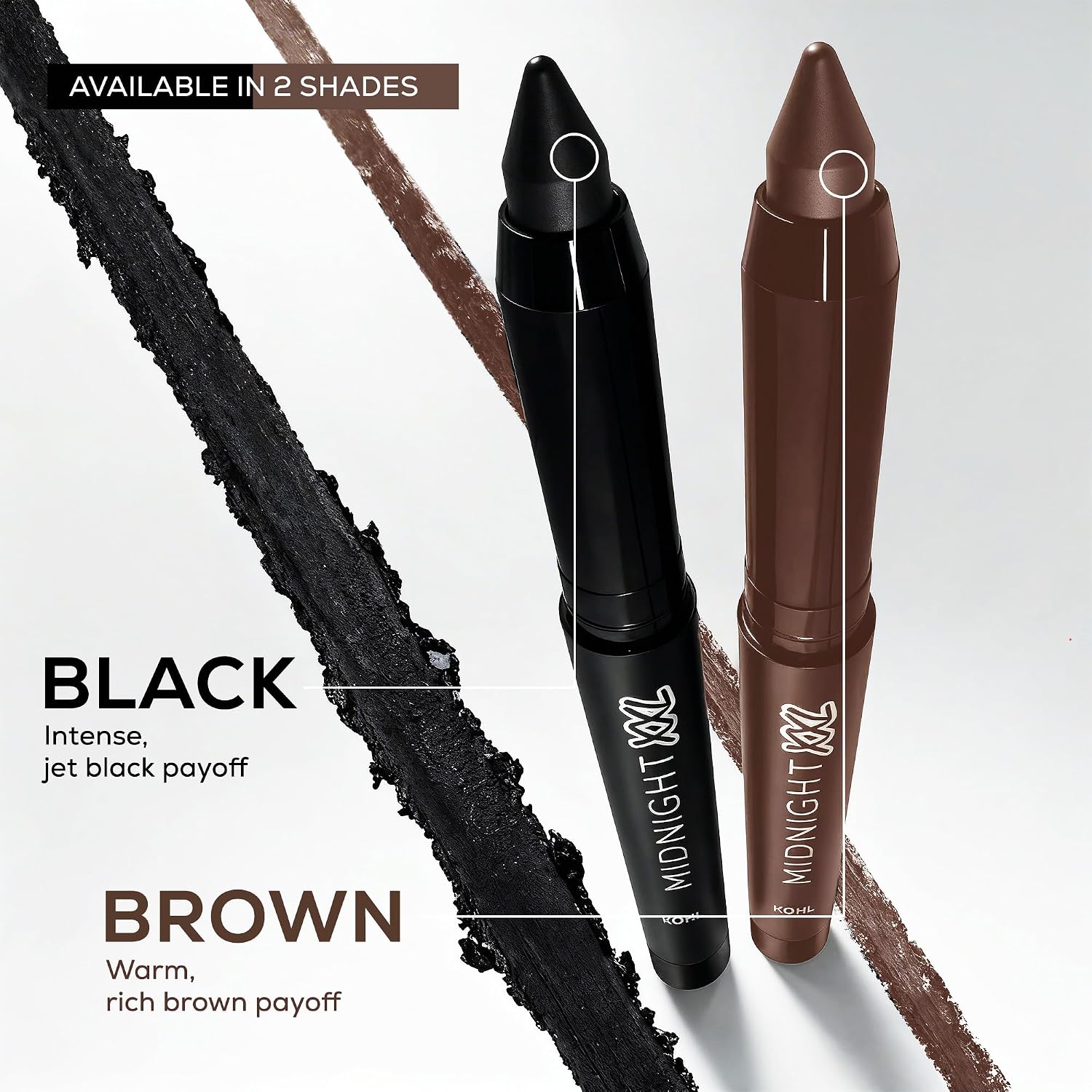 RENEE Midnight XXL Kajal | Brown Kohl Pencil with Built-in Sharpener | Waterproof, Smudge-proof, 24Hr Long-Lasting | Ultra-Rich Pigment, Smooth Glide | 1.5g