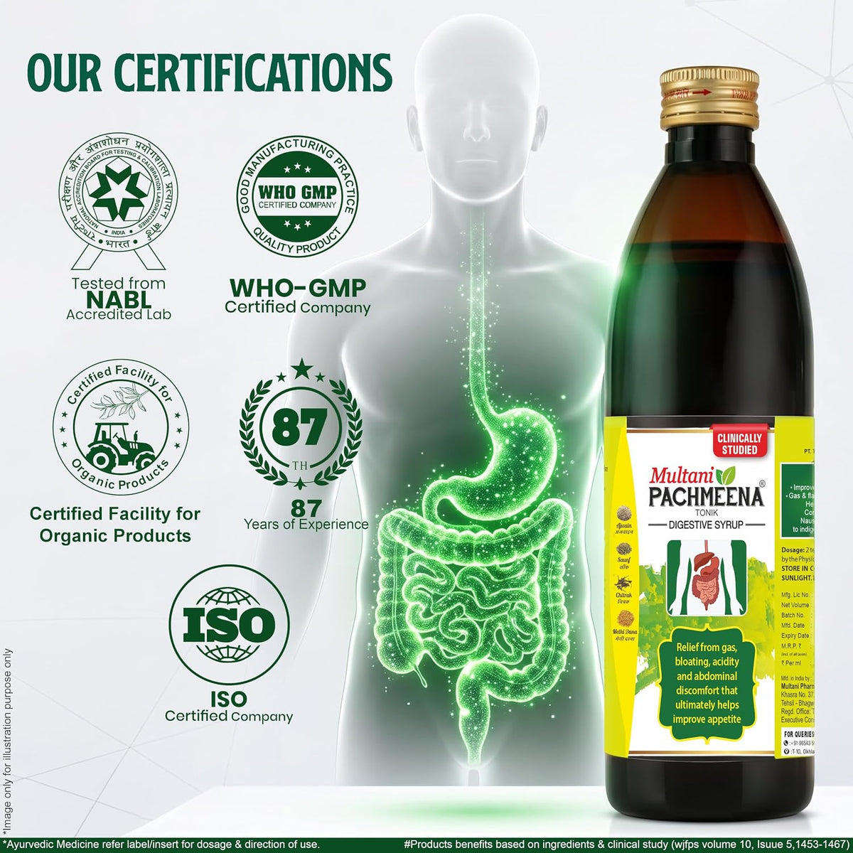 Multani Pachmeena Tonik Digestive Syrup |Ayurvedic Products For Better Digestion | Relief From Gas, Bloating, Abdominal Discomfort | Improves Appetite 100% Natu