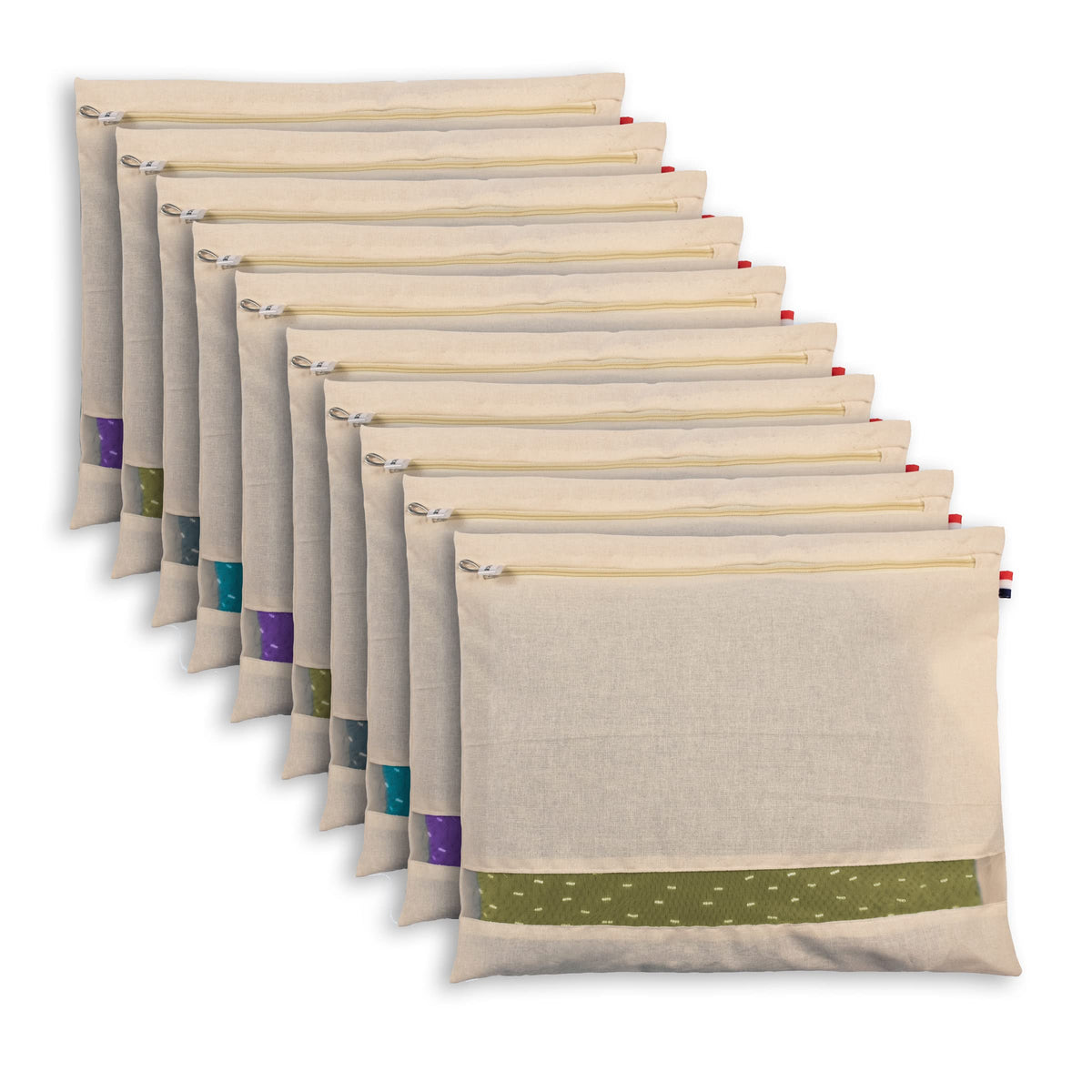 SOLSTICE cotton big saree covers/bags for storage single (18 x 15 Inches) for big silk sarees, lehengas, clothes with Zipper Closure (with Window - Pack of 10),