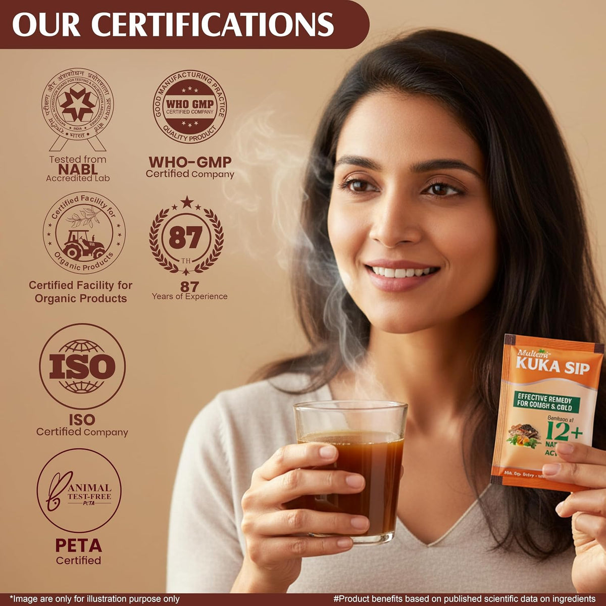 Multani Kuka Hot Sip | Ayurvedic Kadha Provides Instant Relief from Cough and Cold | Goodness of 12+ Natural Actives | (4gm*Pack of 30 Sachets) Kadha 146 g (Pac