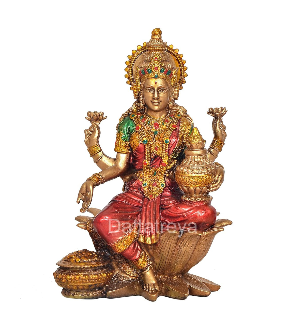 Dattatreya Resin Lakshmi Statue Handcrafted Goddess of Wealth Decorative Spiritual Idol for Home and Office puja Perfect Festive Gift (Lakshmi)