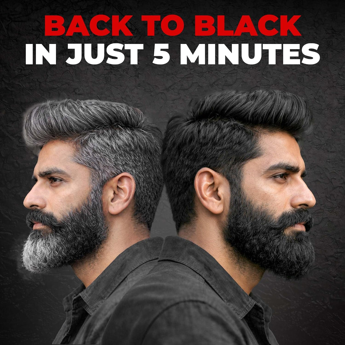 BEARDO Beard & Hair Shampoo Color | Natural Black | 100% Grey Coverage | 5 Minute Hair Colour | Ammonia Free | With Natural Actives | No Stain Beard Colour | 20