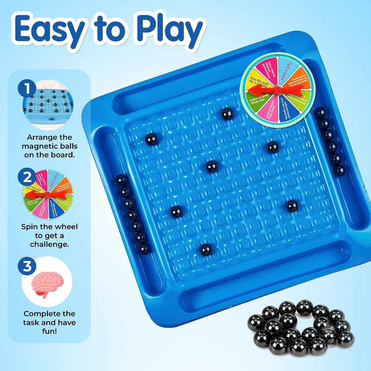 Kidology Magnetic Battle Chess Game for Kids 3+ Years | Builds Strategic Thinking & Cognitive Intelligence | 20 Magnetic Balls Spin Wheel Multiplayer | Family S