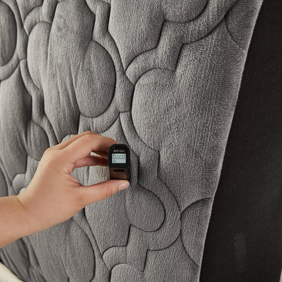 HOMETHREADS Velvet Headboard Cover with Light 6–8mm Foam Padding | Fits Bed Back Only | Measure Length & Height Before Buying | Soft Backrest Protector | Grey,