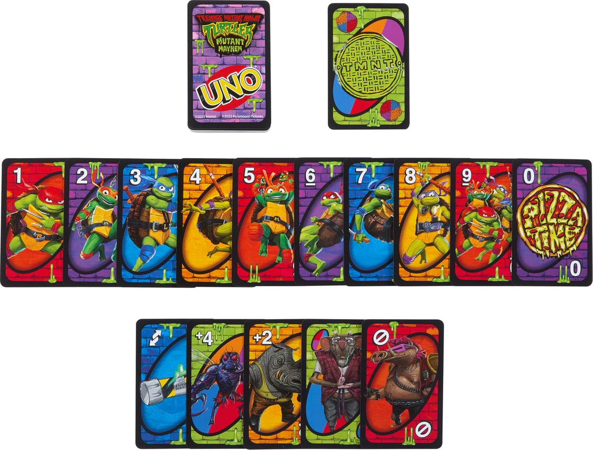UNO Teenage Mutant Ninja Turtles Mutant Mayhem Card Game for Family Night, Travel & Camping