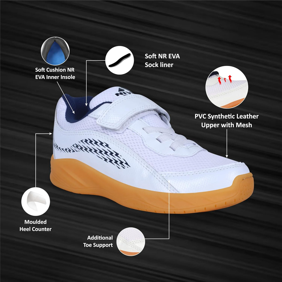Nivia Flash Badminton Shoes for Kids 13 Kids UK White Blue