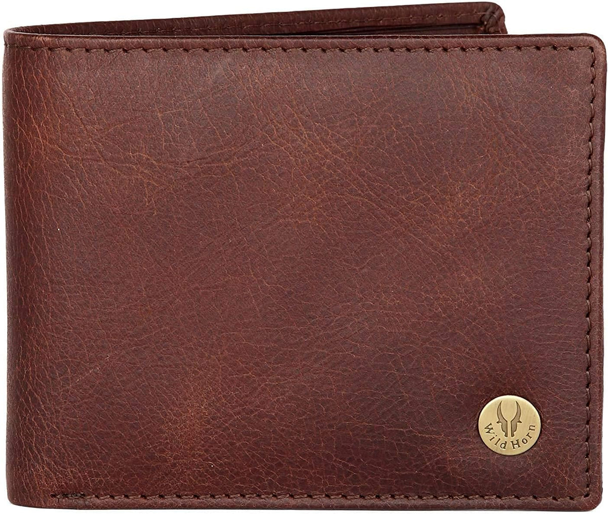 WILDHORN RFID Protected Genuine Leather Wallet for Men Brown Crackle