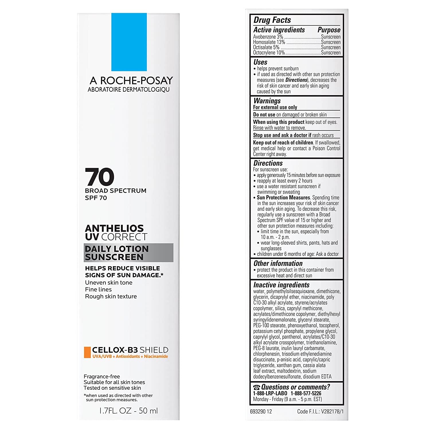 La Roche Posay - Anthelios UV Correct Sunscreen Moisturizer SPF 70 (50mL)