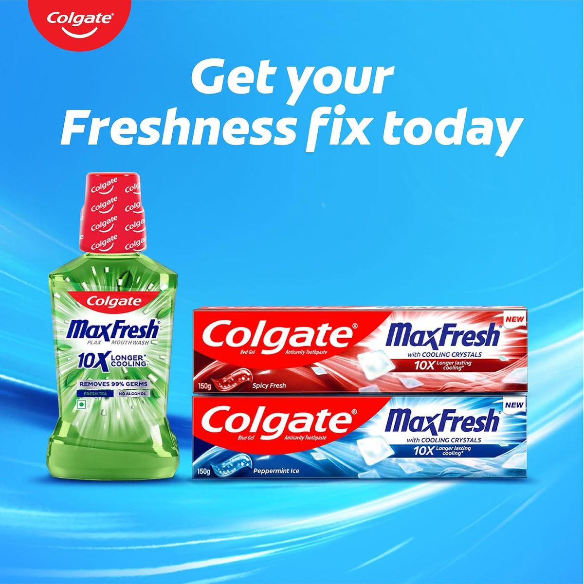 Colgate Plax Fresh Tea Mouthwash, 0% Alcohol, Antibacterial Mouth Wash for Bad Breath, Cavity Protection & Germ Defense for Adults, 500ml Fresh Tea 500 ml