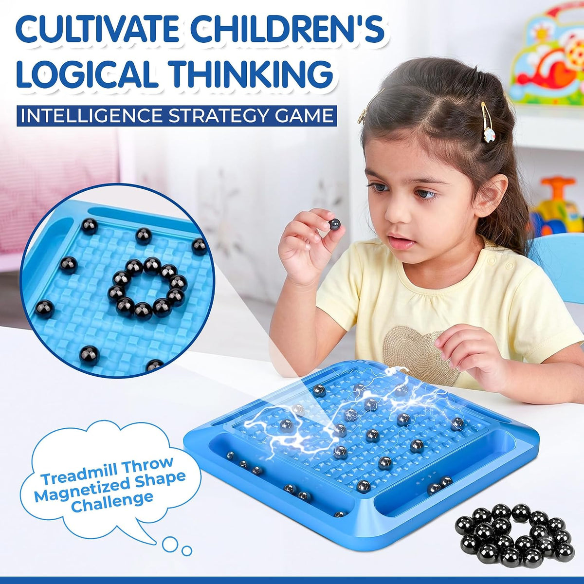Kidology Magnetic Battle Chess Game for Kids 3+ Years | Builds Strategic Thinking & Cognitive Intelligence | 20 Magnetic Balls Spin Wheel Multiplayer | Family S