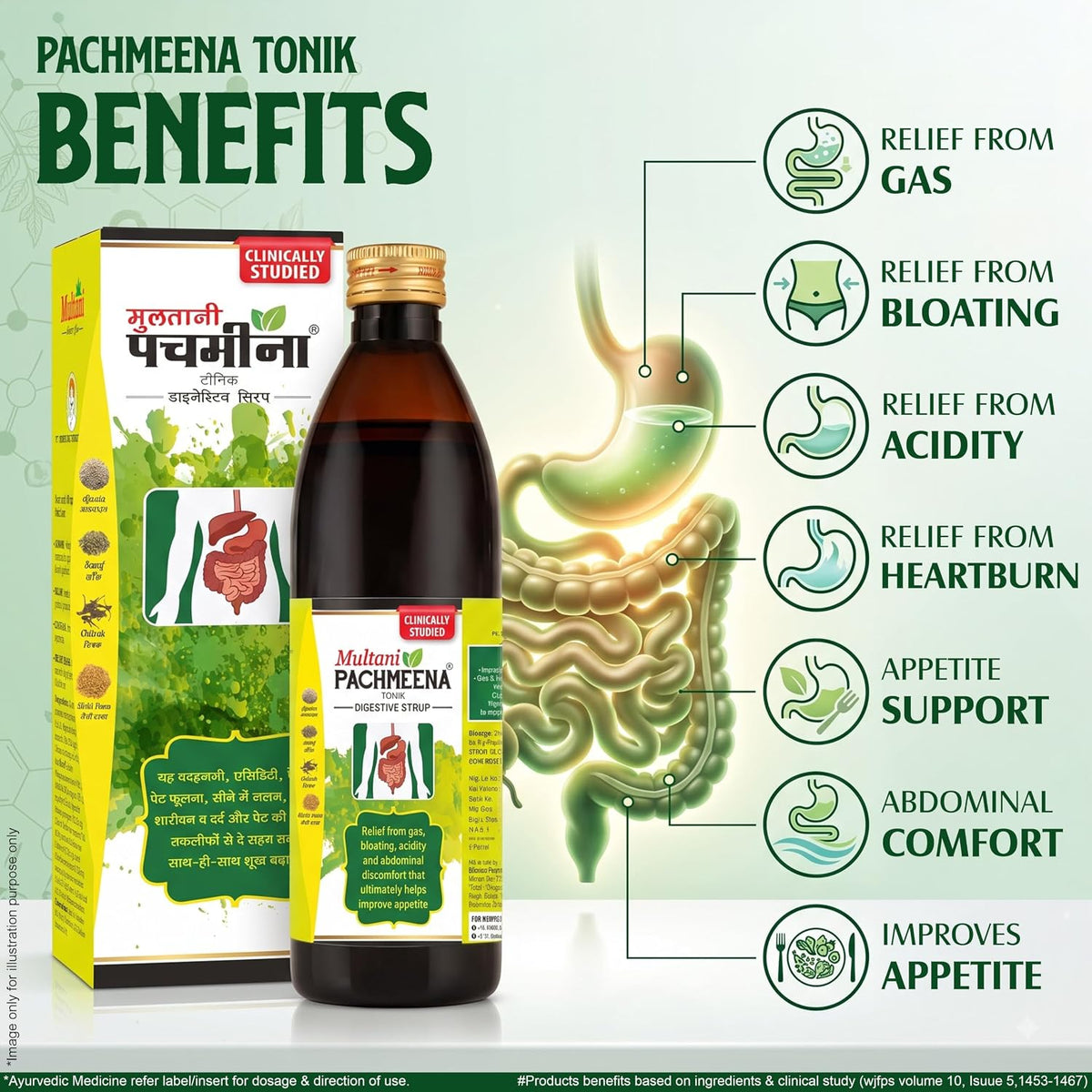Multani Pachmeena Tonik Digestive Syrup |Ayurvedic Products For Better Digestion | Relief From Gas, Bloating, Abdominal Discomfort | Improves Appetite 100% Natu