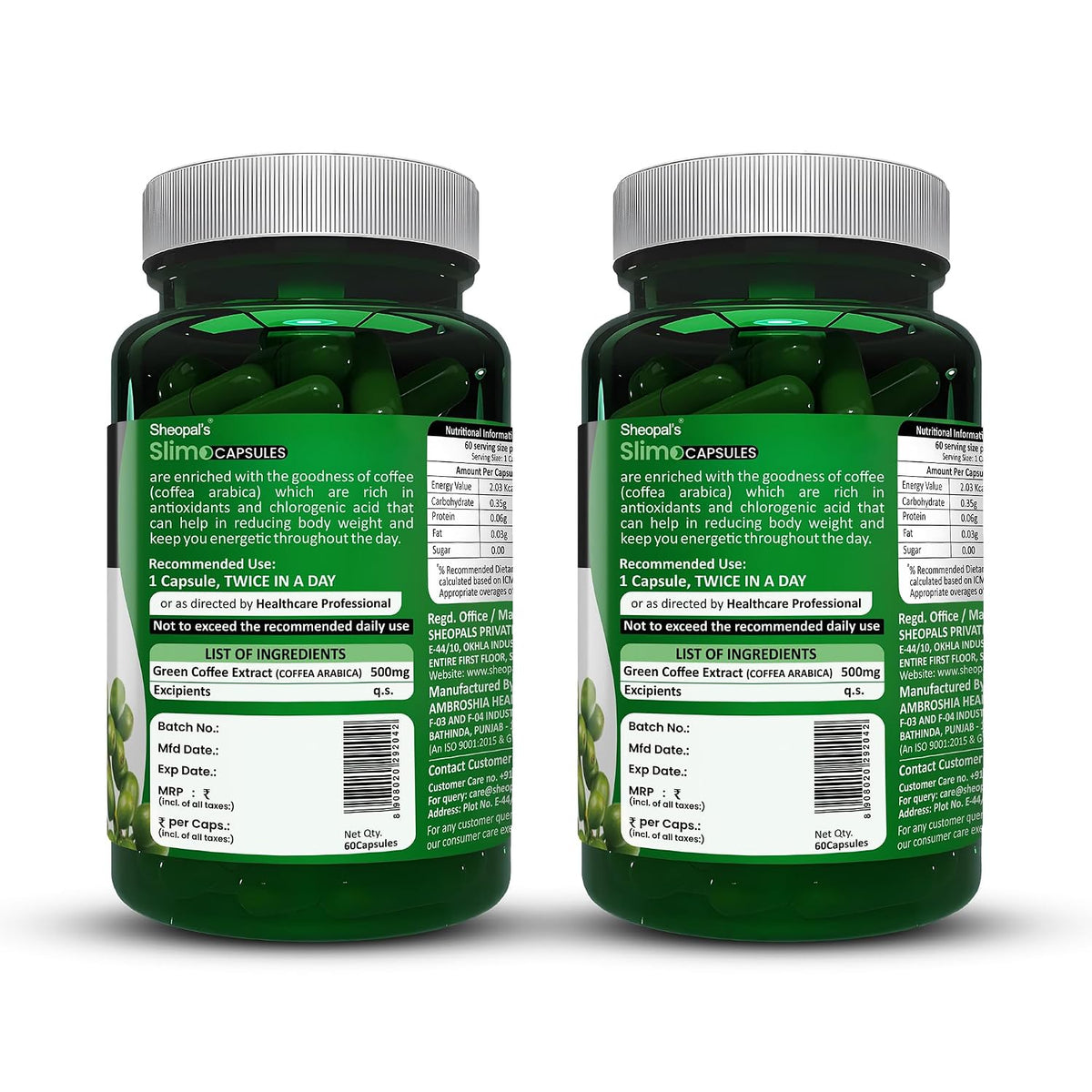 Sheopals Slimo Advance Weight Loss Supplement – Natural Fat Burner with Chlorogenic Acid & Antioxidants – Helps To Boosts Metabolism, Controls Appetite, Burns B