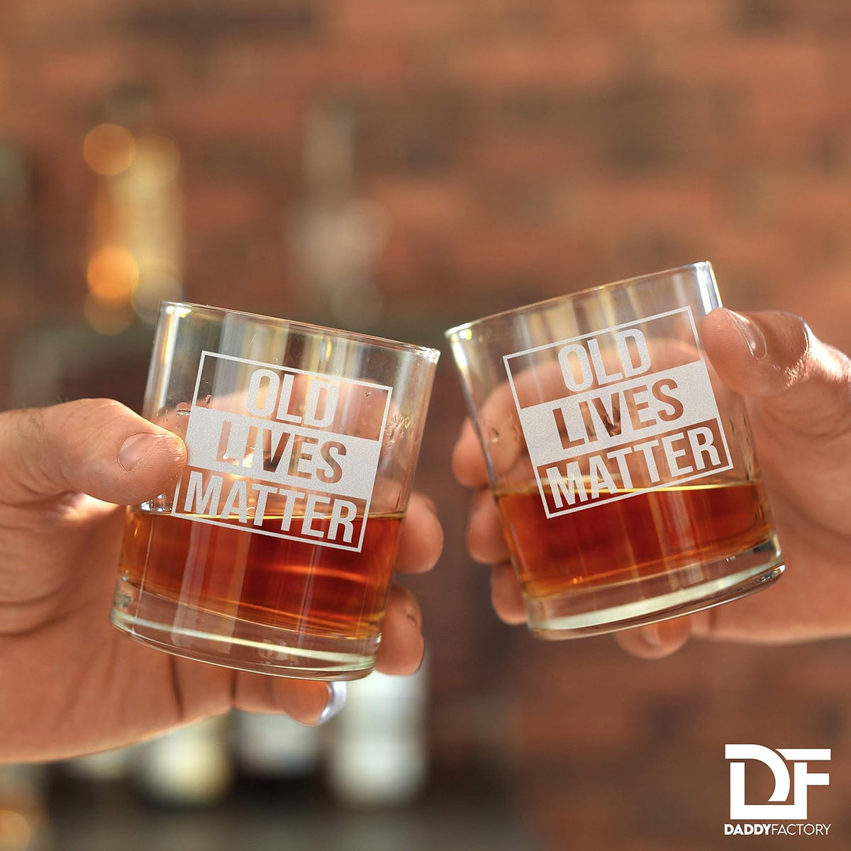 Old Lives Matter Whiskey Glass Cup - Funny Birthday Gift For Dad, Grandpa, Old Man - Gag Gift, 10.25 oz Laser Engraved Lowball Rocks Glass Retirement Gift Old F