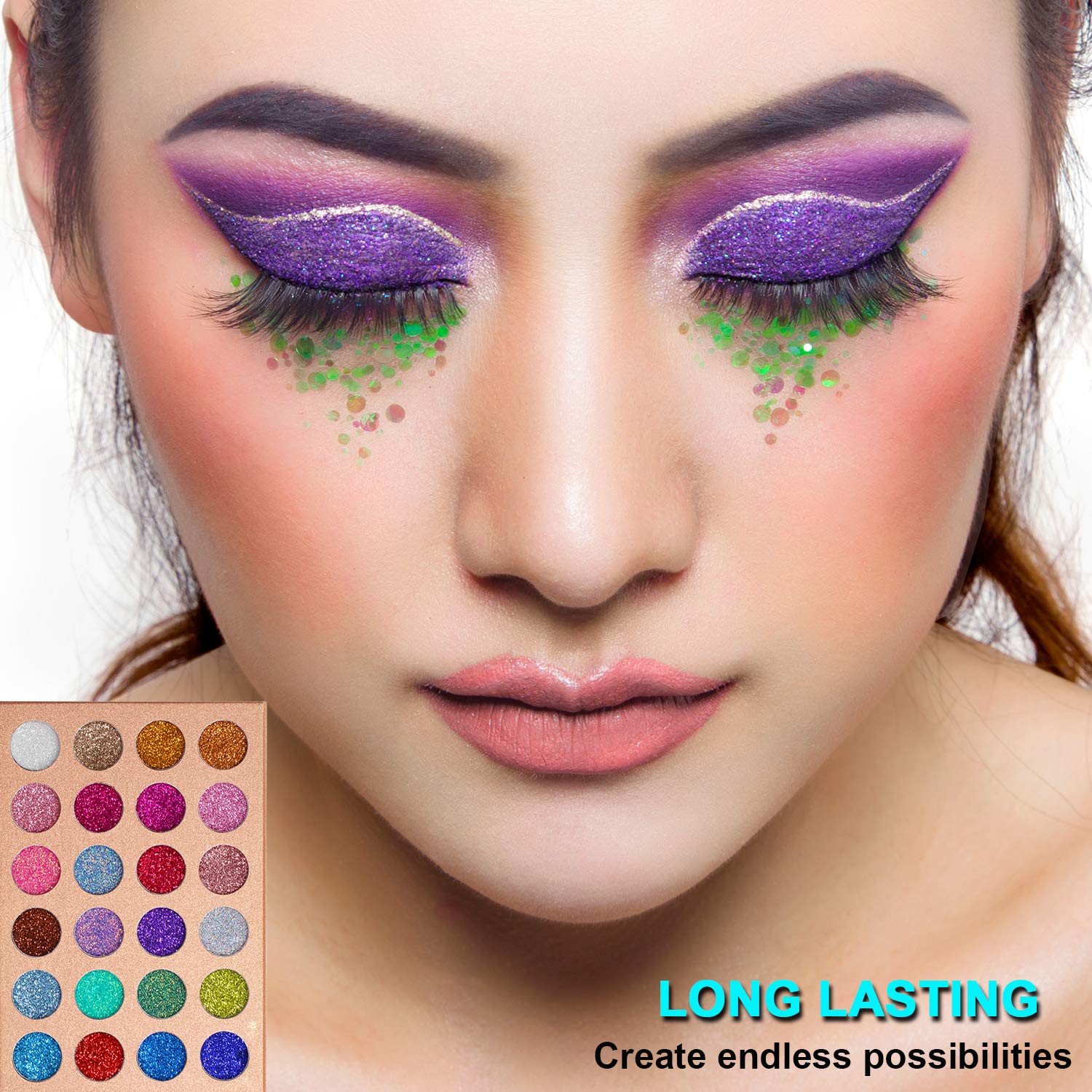 Delanci - Pressed Chunky Glitter Eyeshadow Palette 24 Color