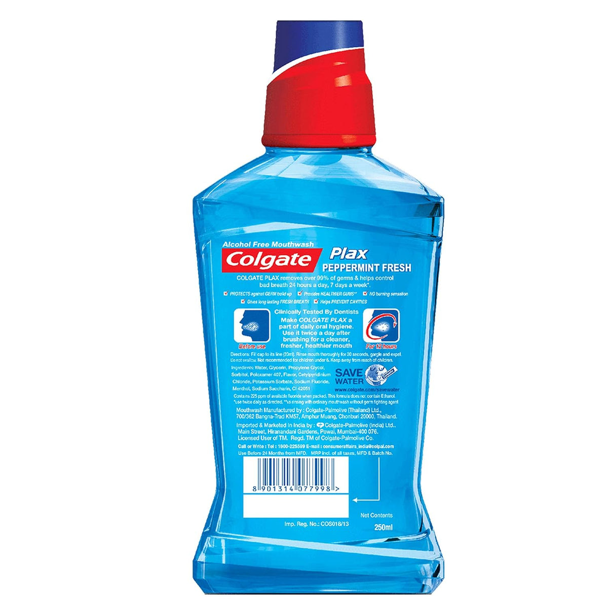 Colgate Plax Mouthwash - 250 ml (Pepper Mint, Buy 2 Get 1 Free)