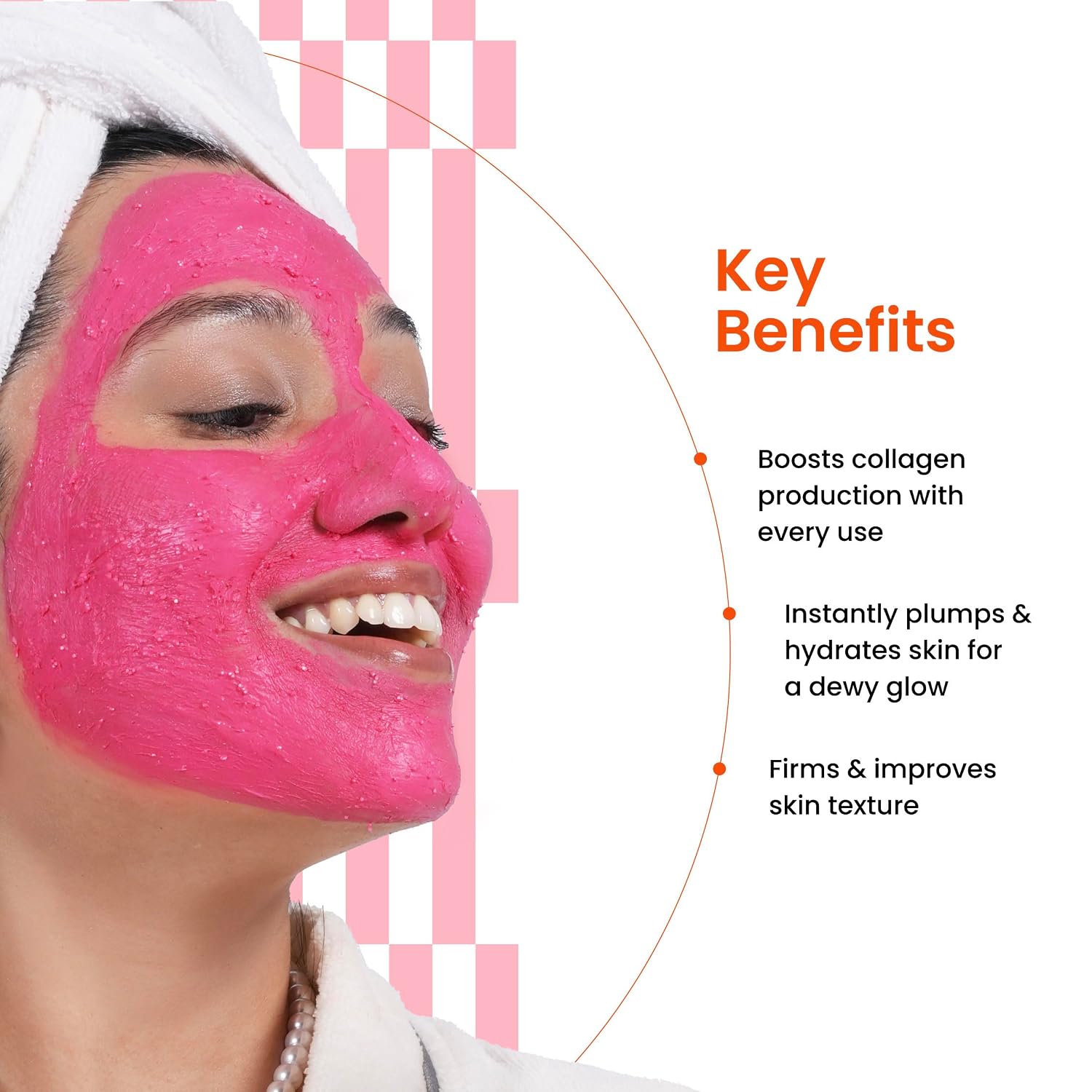 Foxtale Cherry-Collagen Whipped Clay Mask | Vegan Collagen + Glycolic Acid + PHA + Cherry Beads | Hydrates, Plumps & Firms Skin | Detoxifies Pores, Brightens & Smooths Dull, Uneven Skin | 75g