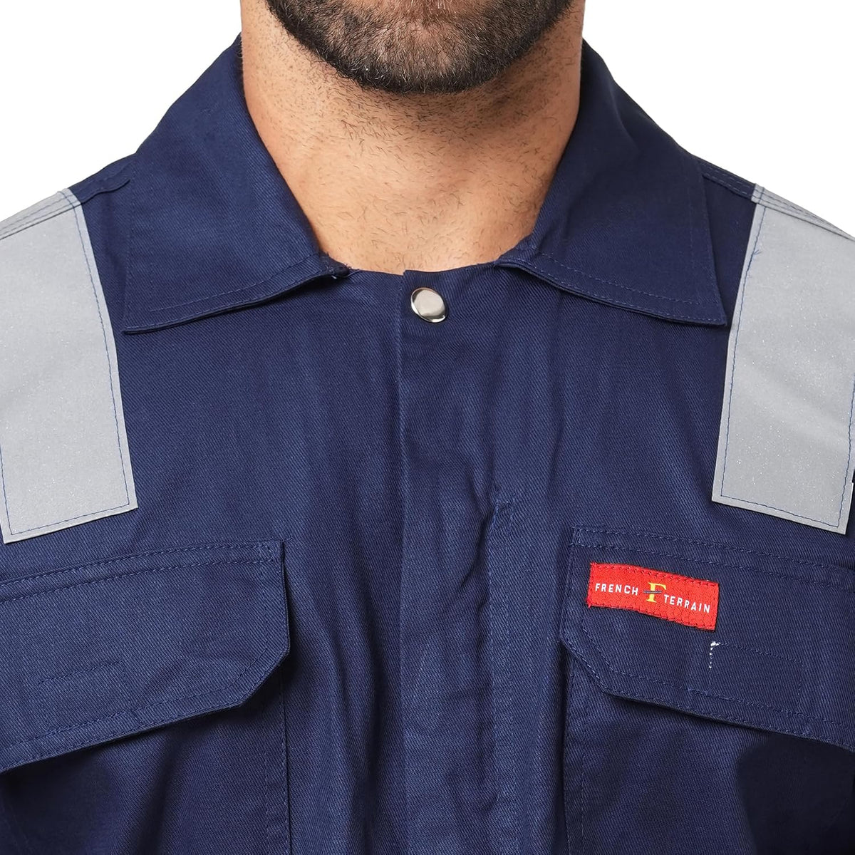 Men's 100% Cotton Industrial Boiler Suit Workwear Coverall with Multiple Pockets and High Visibility Reflective Tape, Smart Fit, 200 GSM, Navy Blue, Size 50 (5X