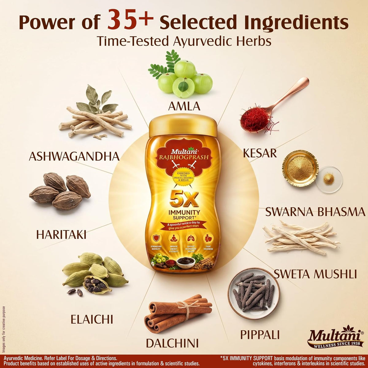Multani Rajbhogprash 2kg | Ayurvedic Health Rajbhogprash with Swarna (Gold), Chandi, Kesar, Chandan, Amla & 27 Ayurvedic Herbs | Supports Immunity, Strength, St
