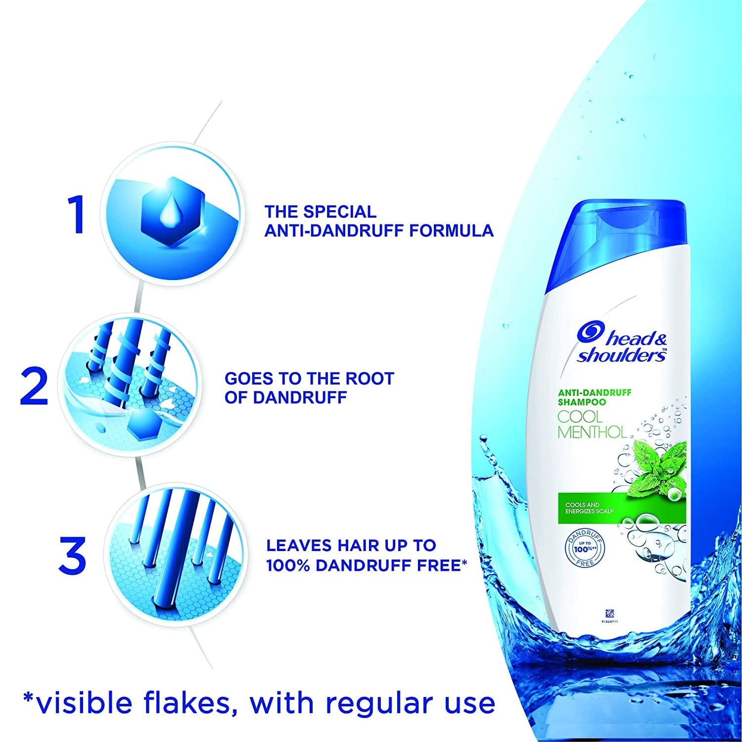 Head & Shoulders - Cool Menthol Anti Dandruff Shampoo (340mL)