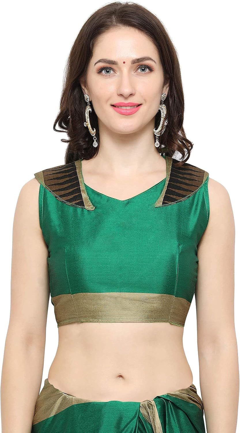 EthnicJunction Women's Silk Cotton Saree With Blouse Piece (EJ1162-1016L_Dark Spring Green)