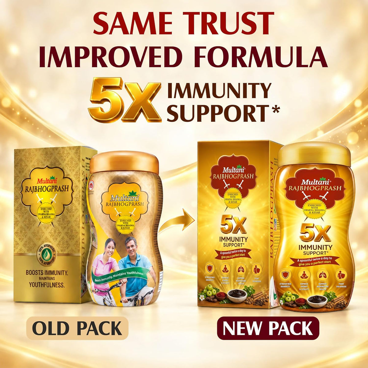 Multani Rajbhogprash 2kg | Ayurvedic Health Rajbhogprash with Swarna (Gold), Chandi, Kesar, Chandan, Amla & 27 Ayurvedic Herbs | Supports Immunity, Strength, St