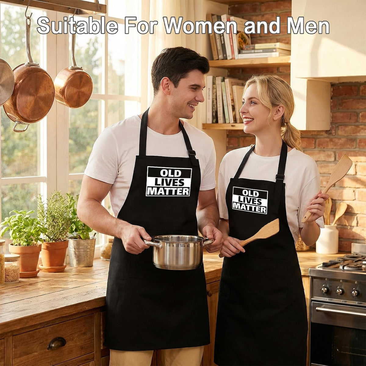 APRONPANDA Old Lives Matter Kitchen Aprons - Funny Christmas Gifts Birthday or Retirement Gifts for Mom, Dad, Grandad, Grandma - 50th 60th 70th Birthday Gifts f