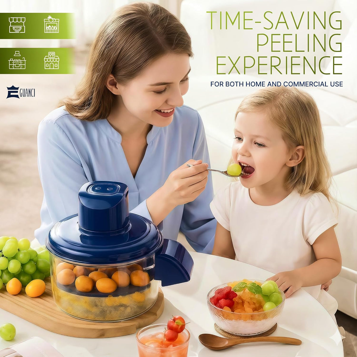 GUANCI Electric Multipurpose Fruit & Vegetable Peeler Machine for Home Kitchen,Automatic Vegetable Peeling & Multifunctional for Potato, Apple, Pear, Carrot & M