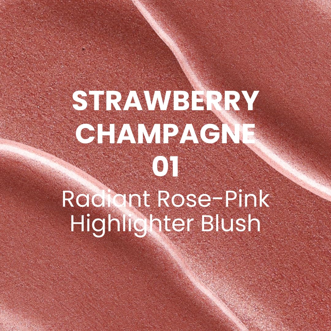 Typsy Beauty | Silk Cushion Liquid Blush Wand - Strawberry Champagne - 2-in-1 Highlighter Blush Hybrid | Cushion Tip Applicator | Lightweight Buildable Blush | Ultra-Pigmented | 12ml