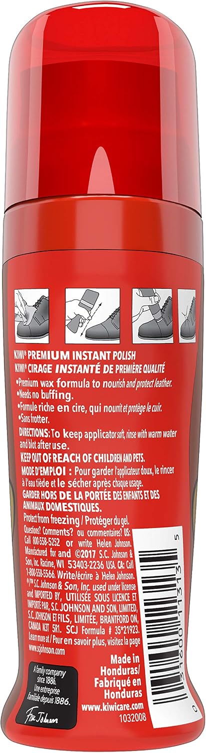 KIWI Instant Shine & Protect, Brown Liquid Shoe Polish, 2.5 oz (1 Bottle with Sponge Applicator) Brown 2.5 Fl Oz (Pack of 1)