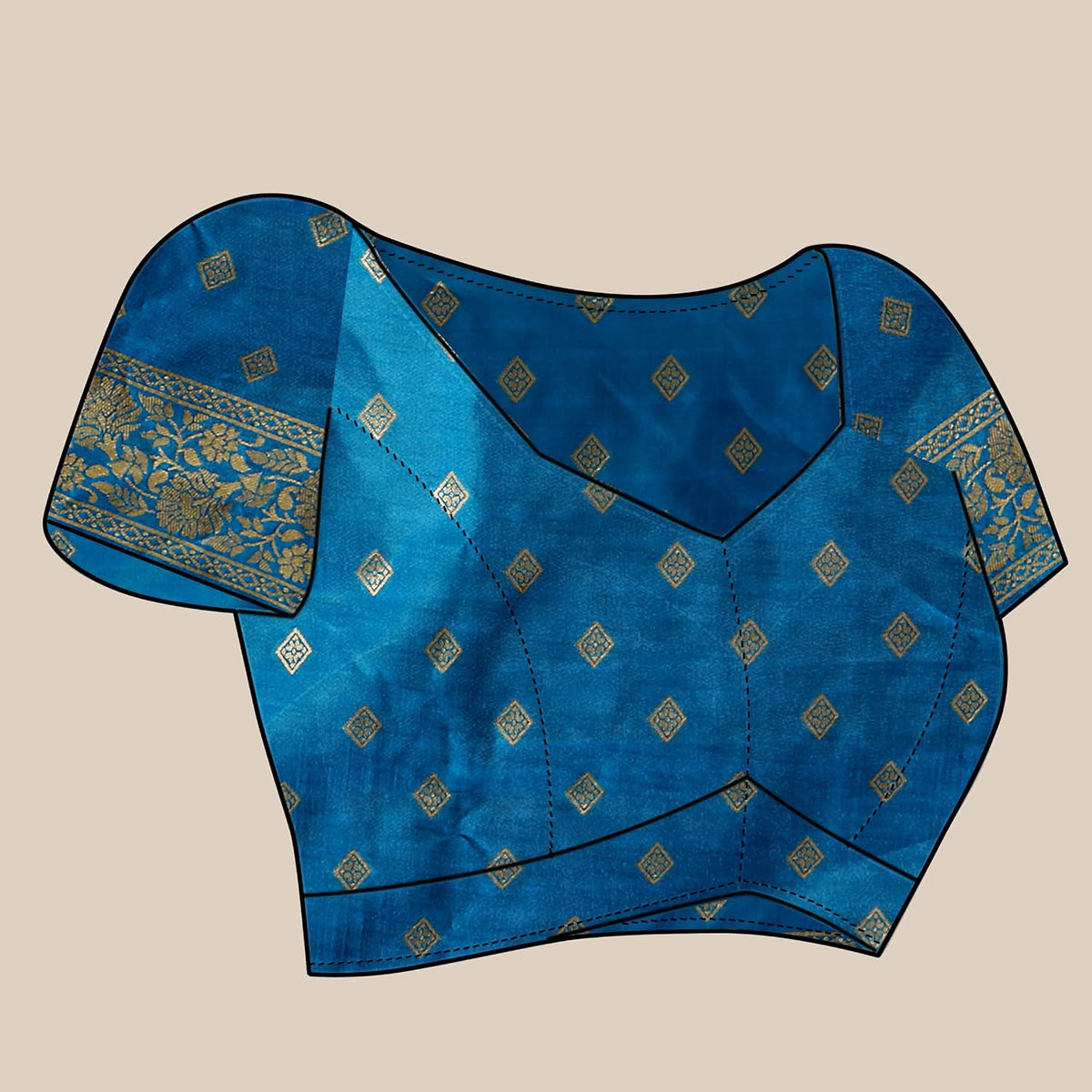 Sidhidata Women's Kanjivaram Banarasi Jacquard Silk Saree With Blouse Piece (Free Size) Sky Blue