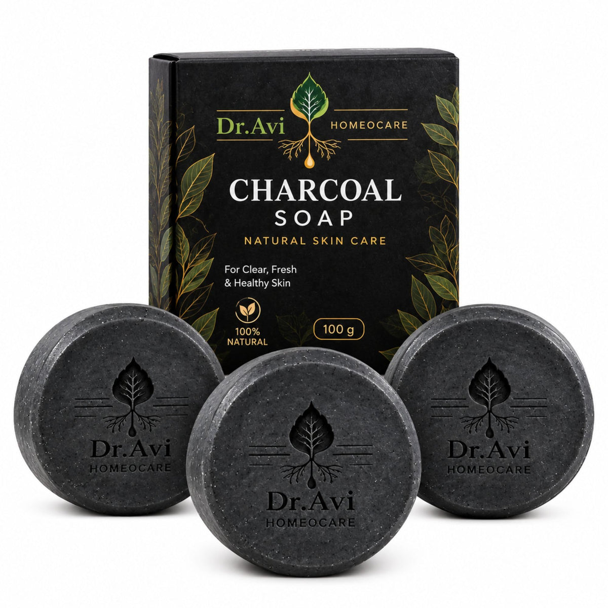 Dr. Avi Activated Charcoal Soap for Face & Body | Oil Control | 3 Bars Pack