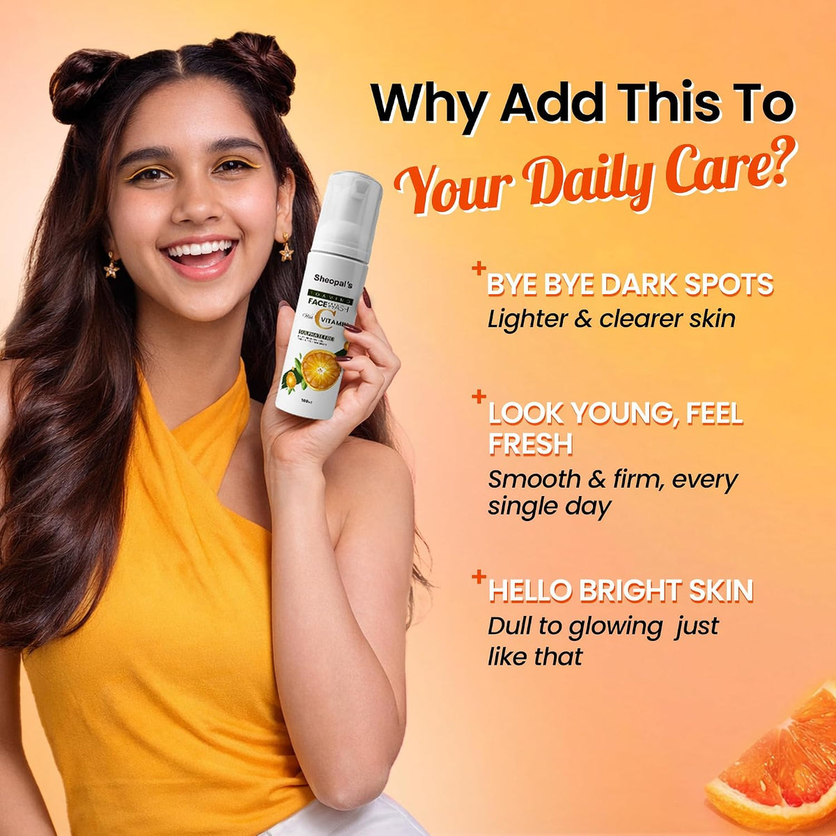 Sheopals Vitamin C Foaming Face Wash | For Acne-Prone Skin & Brightening | With Turmeric, Vitamin C, Aloe Vera & Neem | Gentle Deep Cleanser for Glowing Skin –