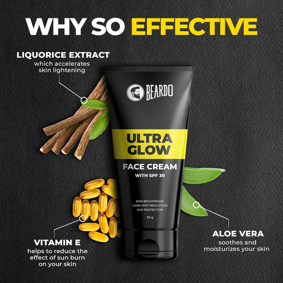 Beardo Ultraglow All in One Face Cream For Men with SPF 30, 60g | Aloe Vera With Vitamin E for Skin Brightening & Dark Spots Reduction Beardo Face cream