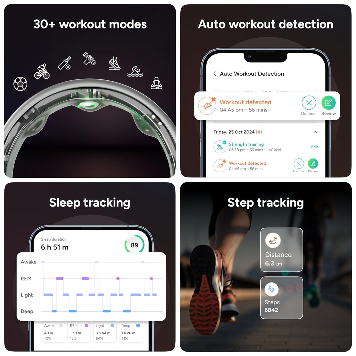 Gabit Smart Ring | Buy Sizing Kit First | AI Health & Fitness Tracker, Men, Women | Sleep, Stress, Nutrition, Steps, Heart Rate,VO2 Max | 7-10 Day Battery, Tita