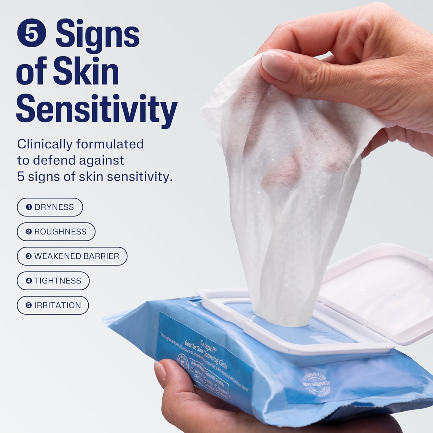 Cetaphil Face and Body Wipes, Gentle Cleansing Cloths, 50 Count, Twin Pack, for Dry, Sensitive Skin, Flip Top Closure, Great for the Gym, Travel, in the Car, Hypoallergenic, Fragrance Free