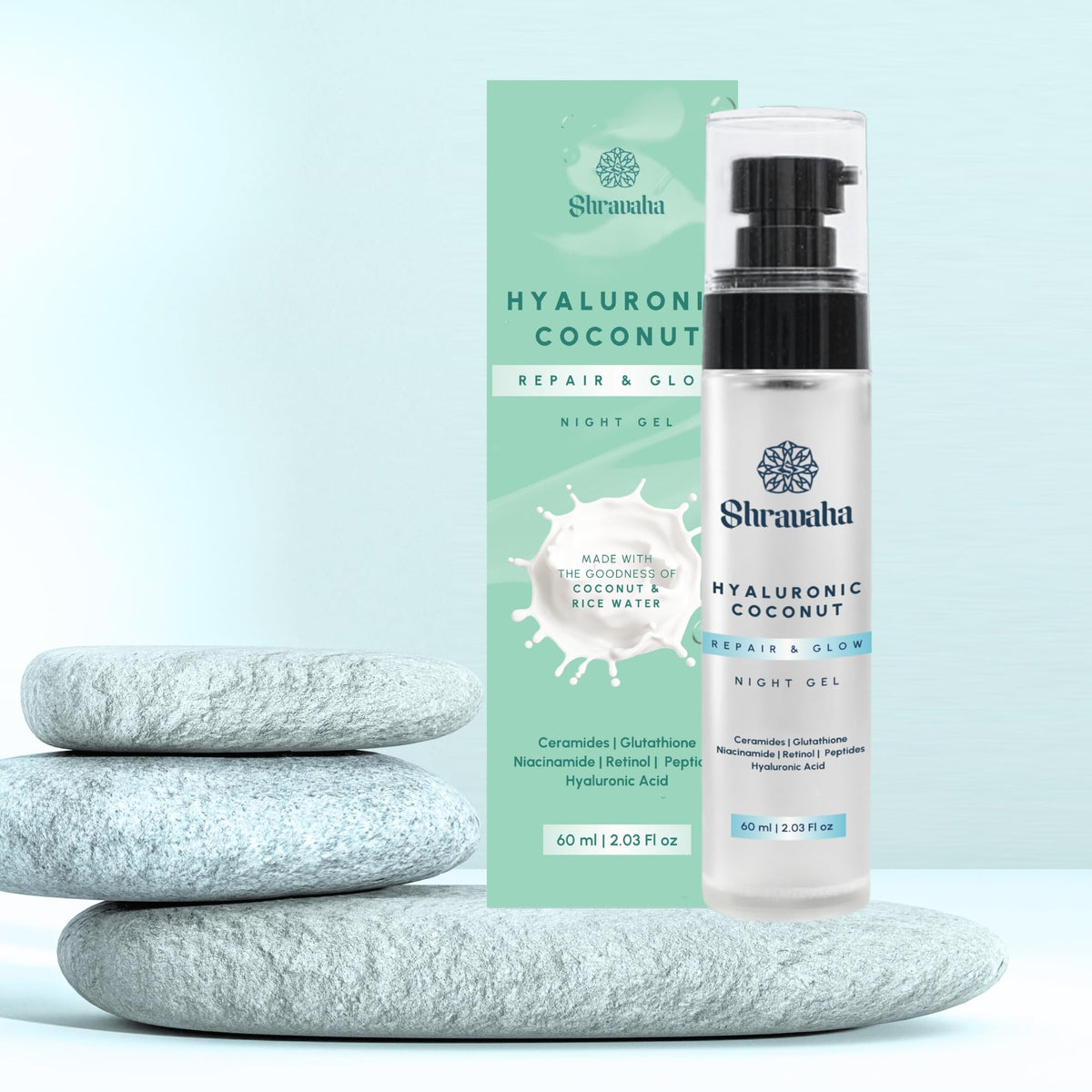 Hyaluronic Coconut Repair & Glow Night Gel, Anti-Ageing 60ml