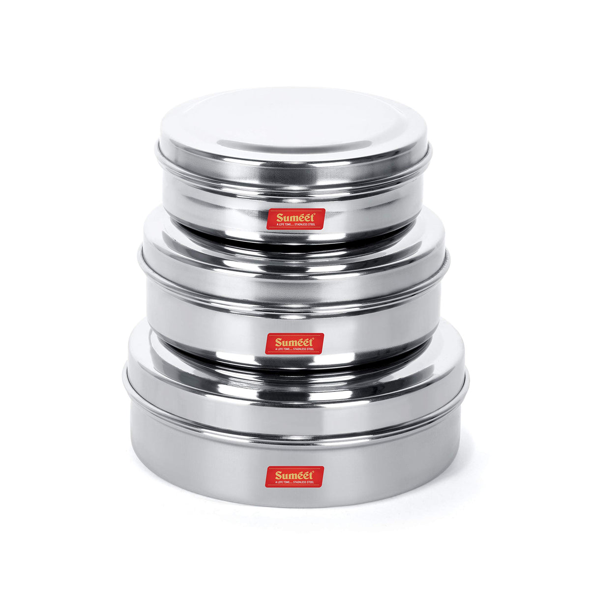 Sumeet Stainless Steel Storage Container- 300ML,480ML,600ML, 3 Pieces, Silver Set of 3 (300ML, 480ML, 600ML)