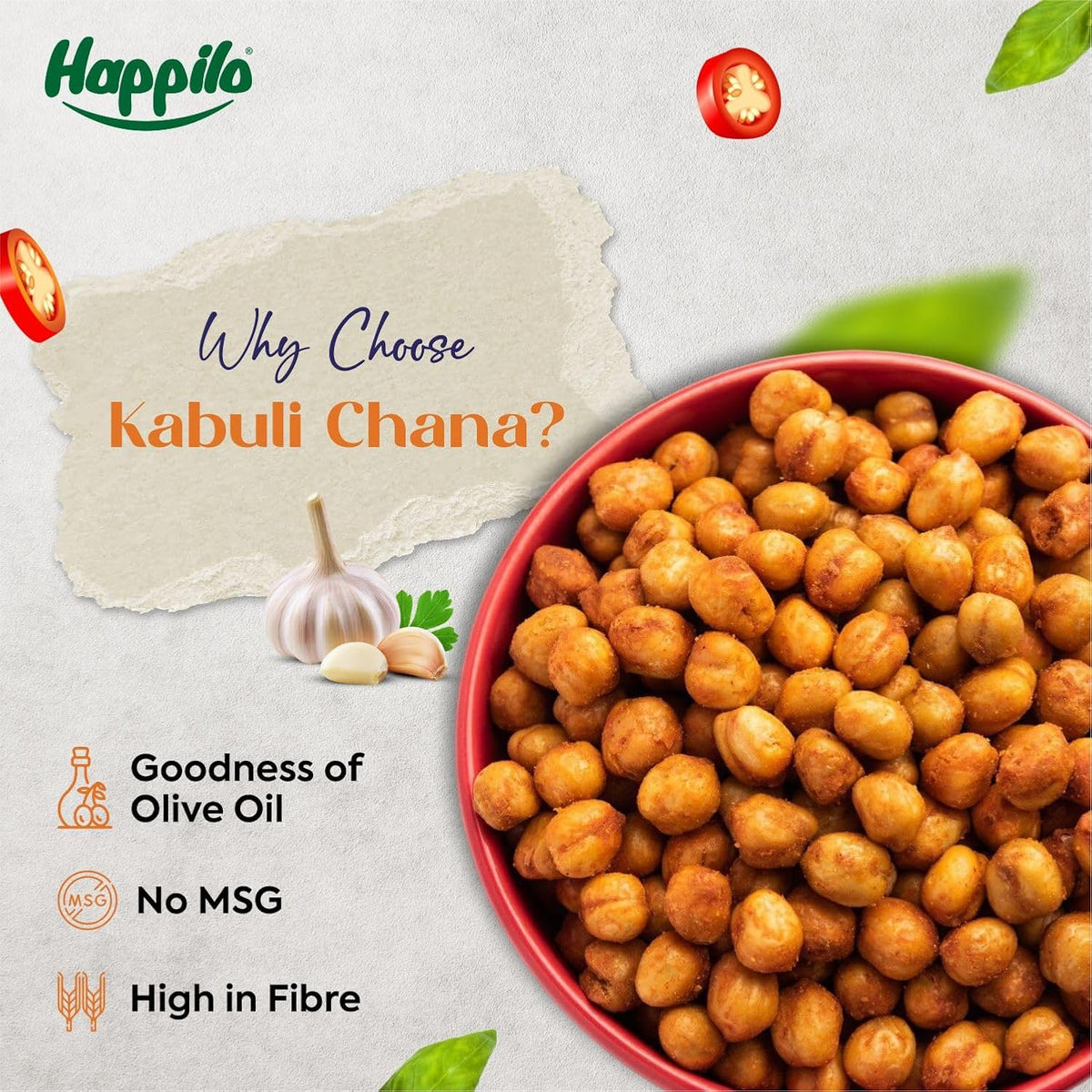 Happilo Premium Super Snack Chili Garlic Chickpeas 110Gm, Crunchy And Delicious, Super Healthy 110 g (Pack of 1)