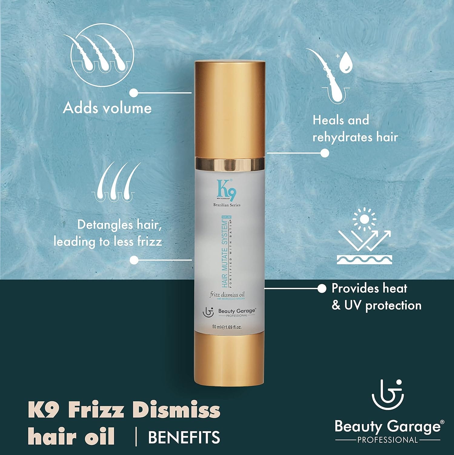 Beauty Garage - K9 Frizz Dismiss Hair Oil with Morocco Argan (50mL)