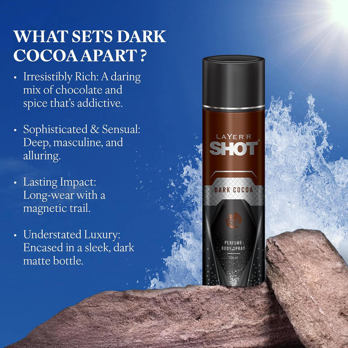 Layer'r SHOT Dark Cocoa Deodorant Body Spray for Men 120ml