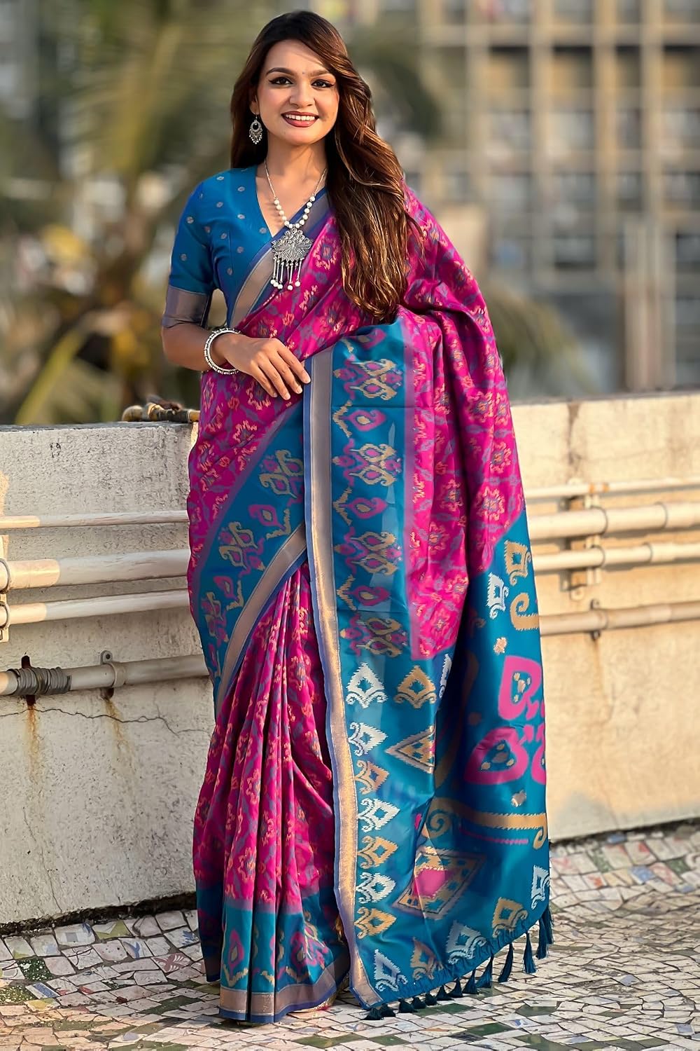 SGF11 Women's Kanjivaram Soft Silk Saree With Blouse Piece 6.3metres Grey