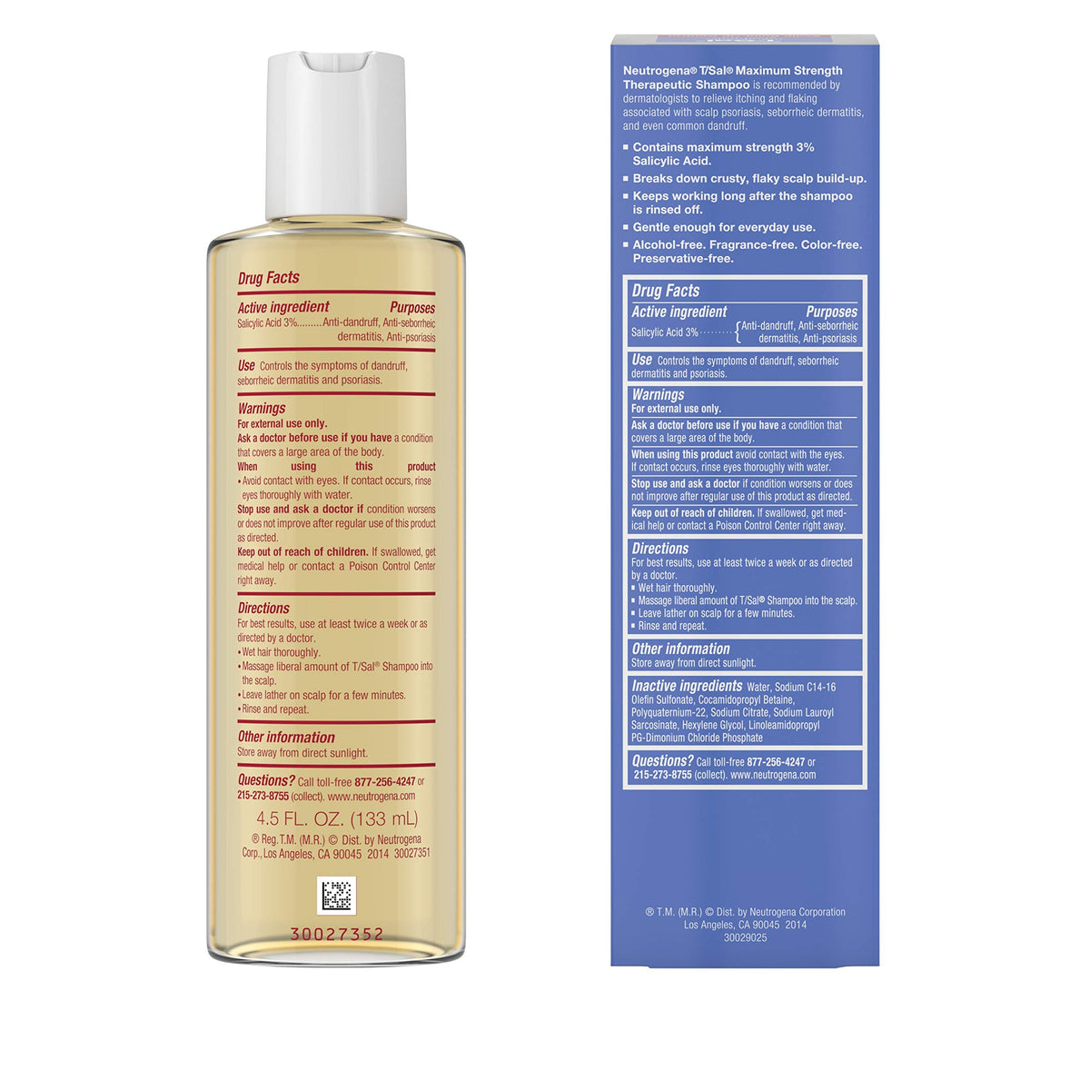 Neutrogena T/Sal Shampoo Scalp Build Up Control, 133ml