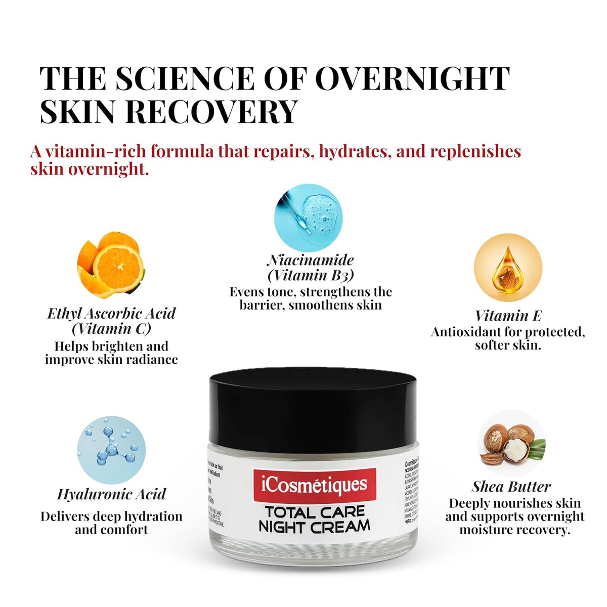 iCosmetiques Radiance Day Cream with SPF | Vit B3, C, E, Shea Butter | 50g