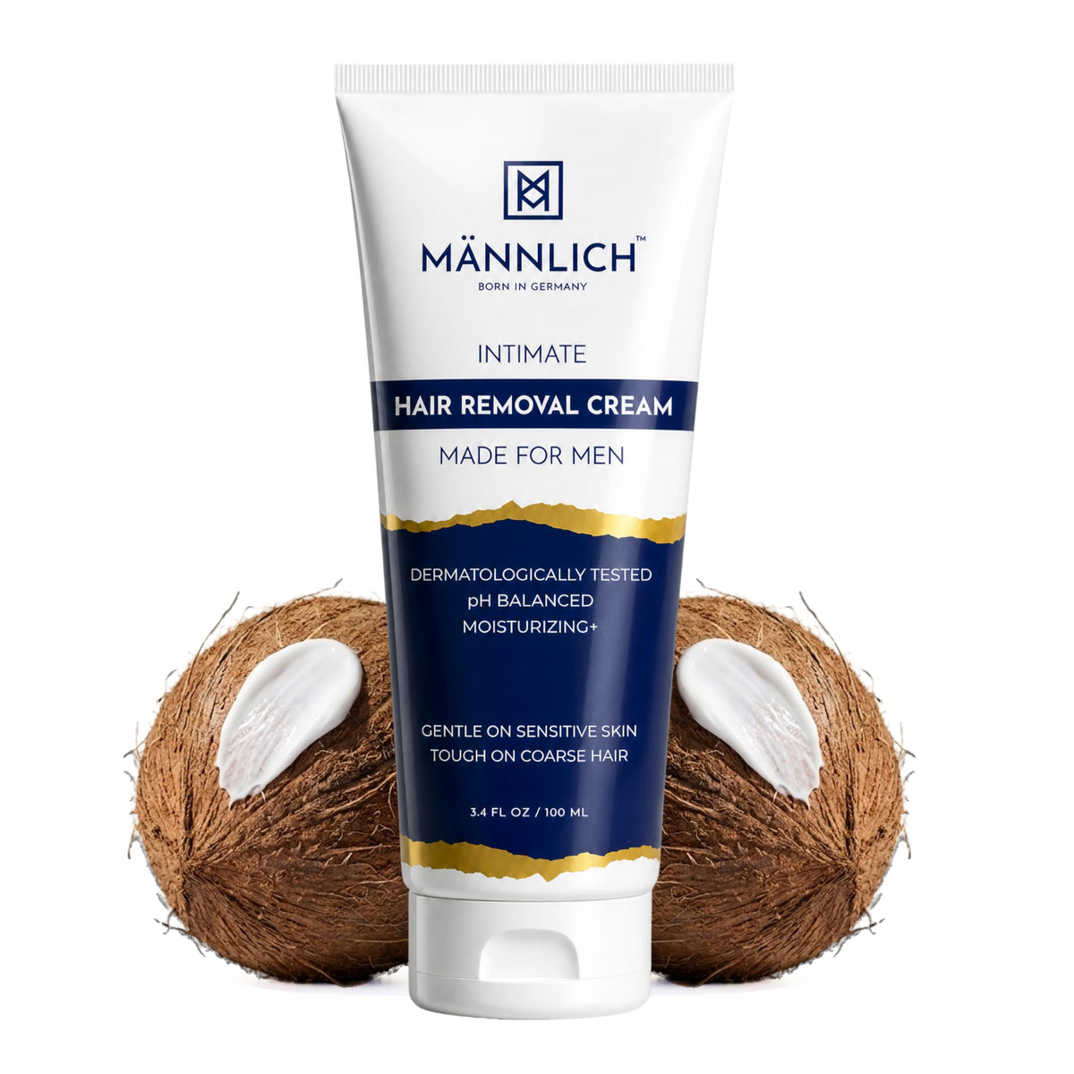 Mannlich Intimate/Private Hair Removal Cream for Men (100 ml) | Painless, Faster, Soothing for Unwanted Coarse Pubic Hair, Suitable For All Skin Types (Pack of