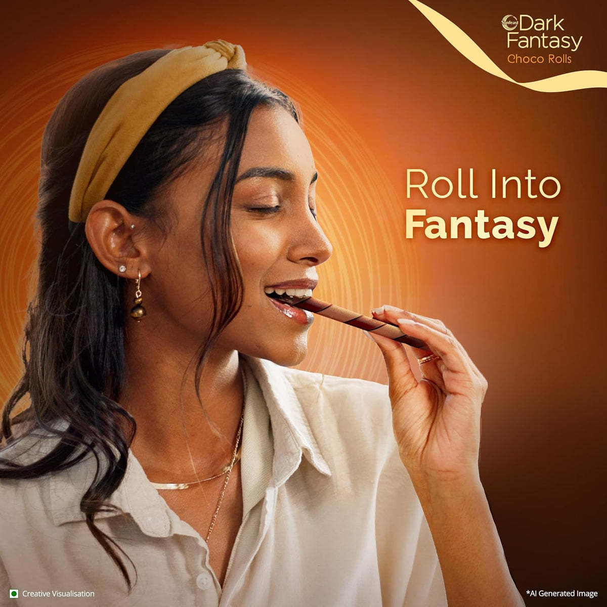 Sunfeast Dark Fantasy Rich Creme Filled Choco Wafer Roll, 180g