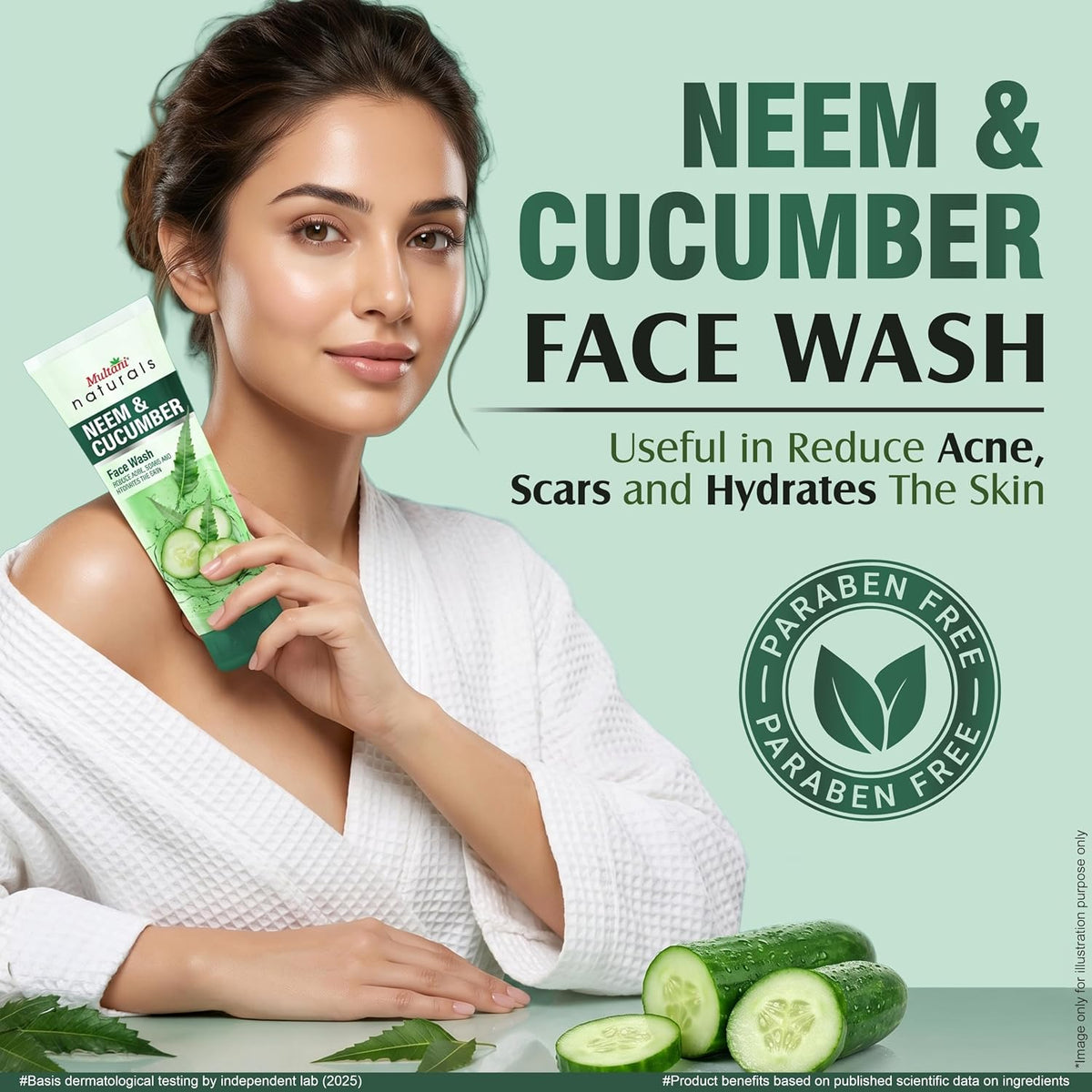 Multani Naturals Neem & Cucumber Face Wash 150ml | Skin Cleansing | For Smooth & Refreshing Skin | Cucumber Helps in Cooling & Soothing Effect & Neem Control Pi