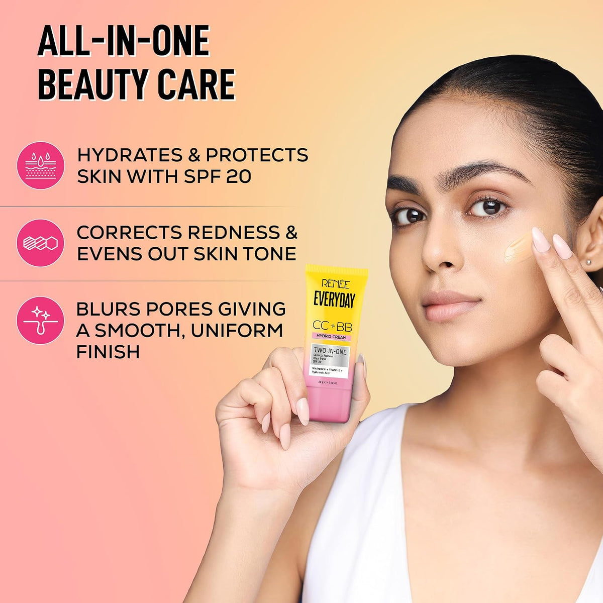 RENEE Everyday CC + BB Hybrid Cream With SPF 20 - Classic Frappe | Corrects Redness, Blurs Pores, Refines Skin Tone, Hydrates Skin | With Niacinamide | Lightwei