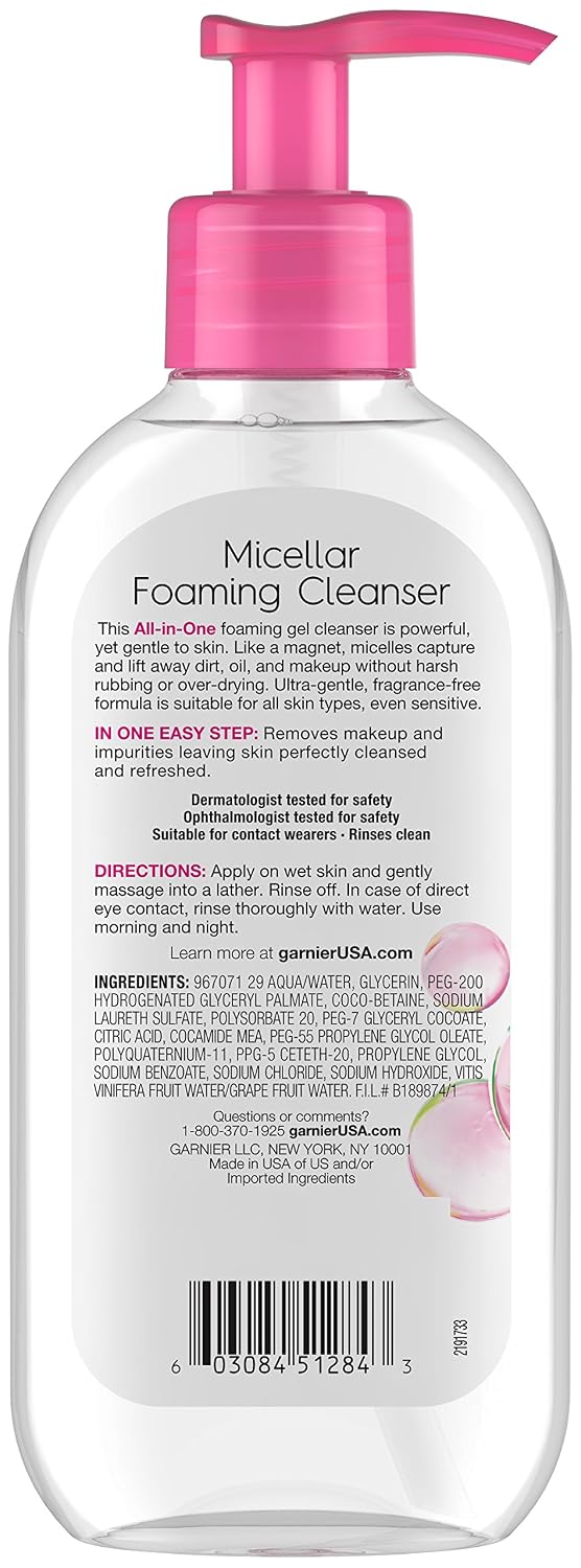 Garnier SkinActive Micellar Foaming Face Wash, 6.7 fl. oz.