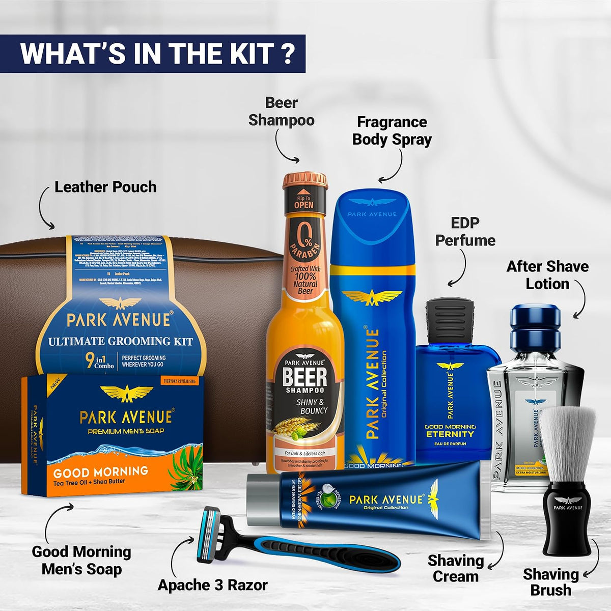 Park Avenue Ultimate Grooming Kit 9in1 Combo Grooming Kit for Men | Gift Set | Shaving Kit for Men | Shaving Foam | After Shave | Gift Hamper | Free Travel Pouc